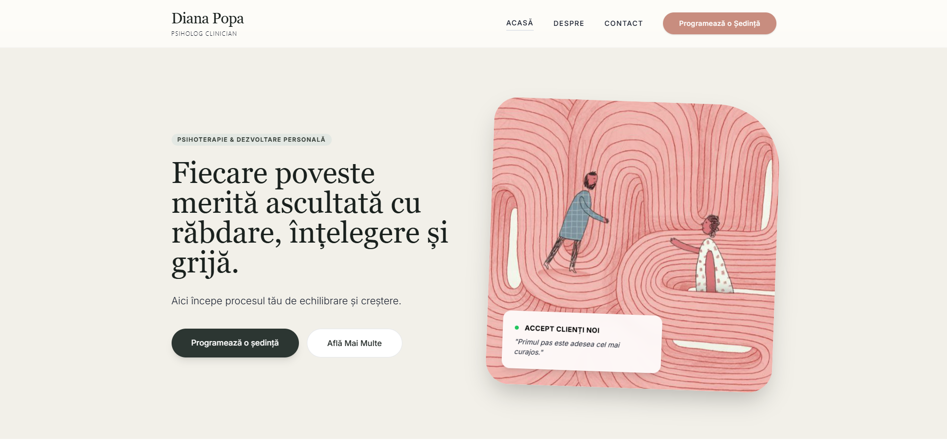 Website cabinet de psihoterapie pe desktop
