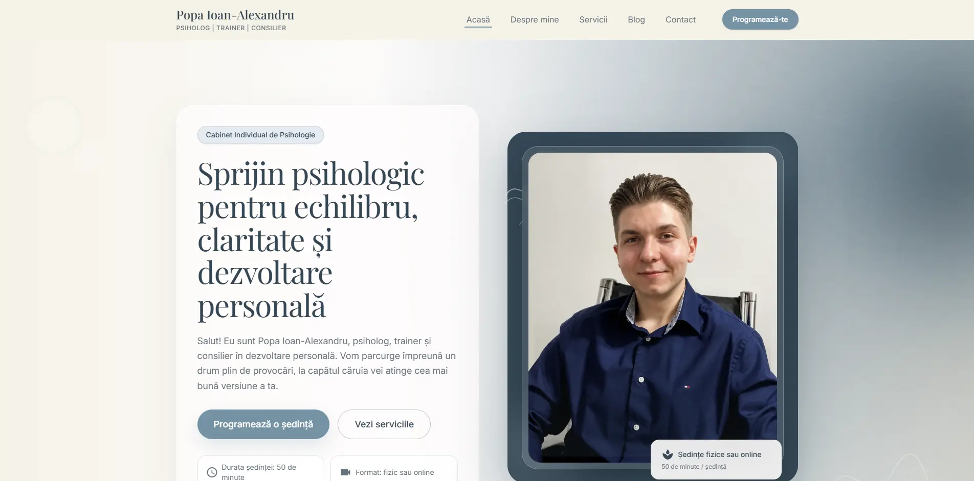 Website cabinet de psihologie Popa Ioan-Alexandru pe desktop