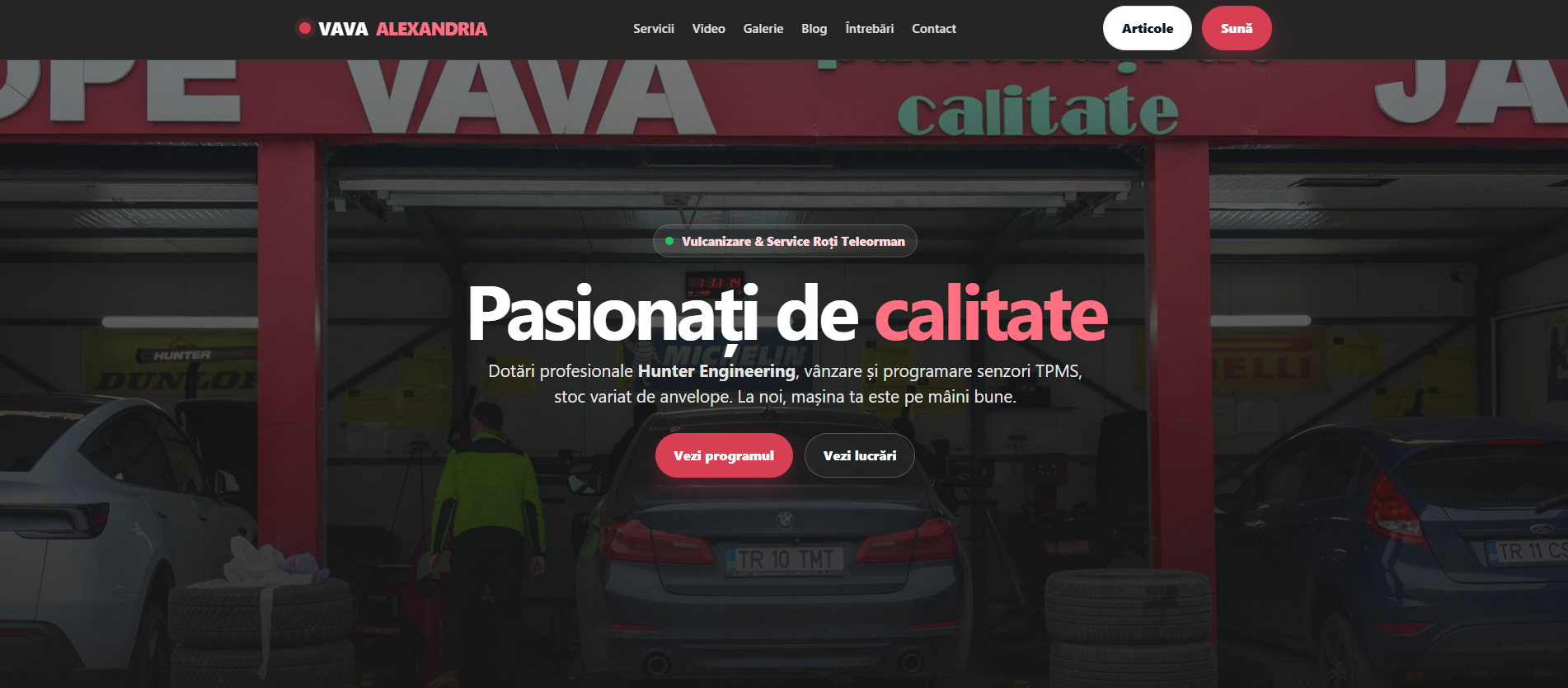 Website servicii auto pe desktop